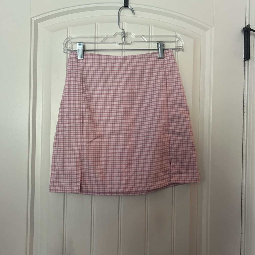 Brandy Melville Pink and White A-line Mini Skirt